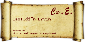 Csollán Ervin névjegykártya